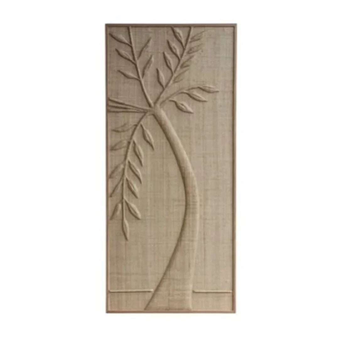 Handwoven Grass Fiber Leafy Palms Wall Art