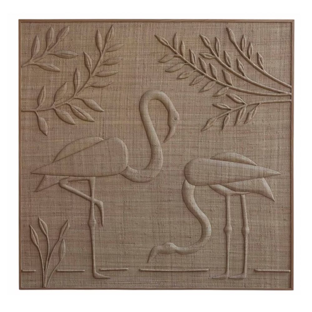 Handwoven Grass Fiber Leafy Palms Wall Art