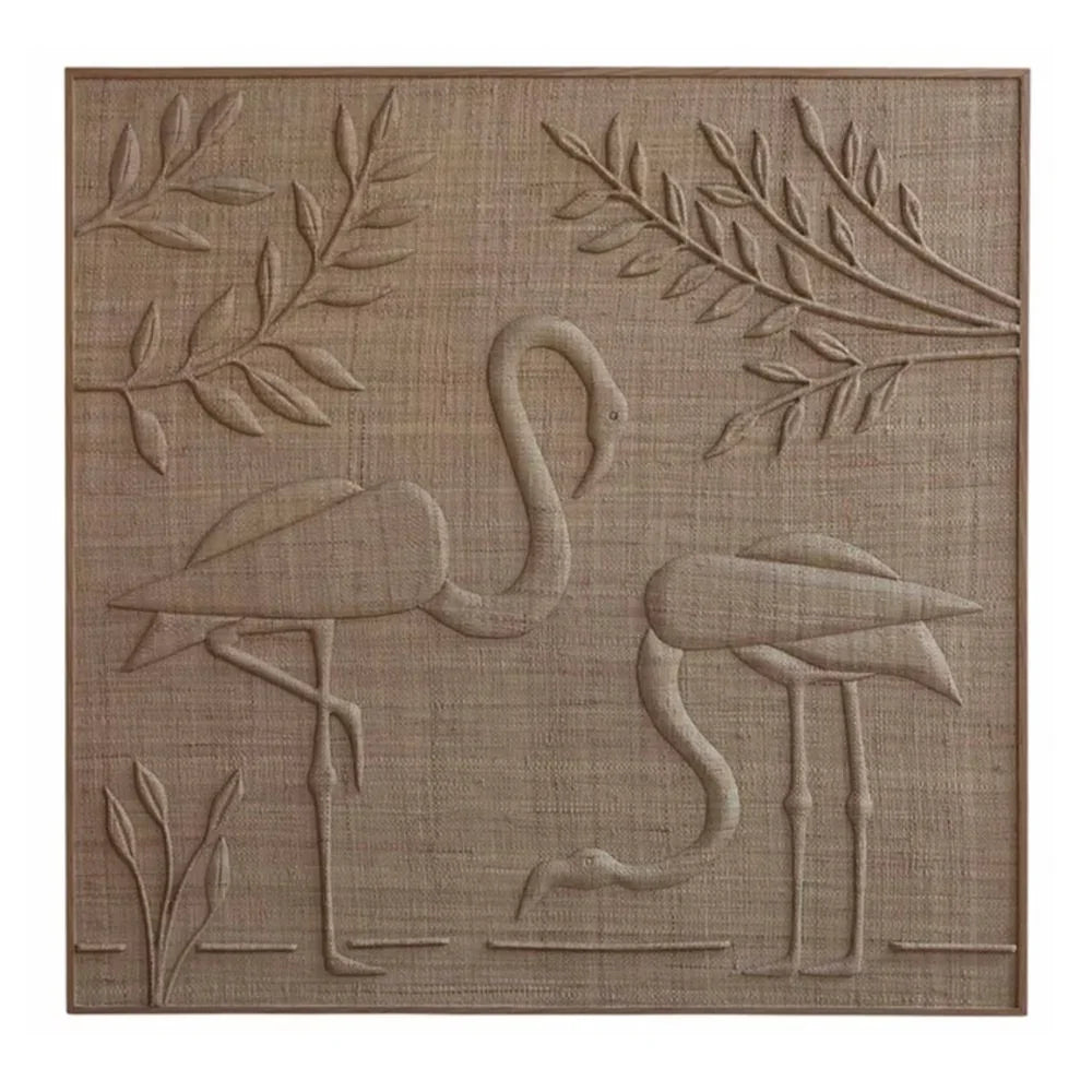 Handwoven Grass Fiber Leafy Palms Wall Art