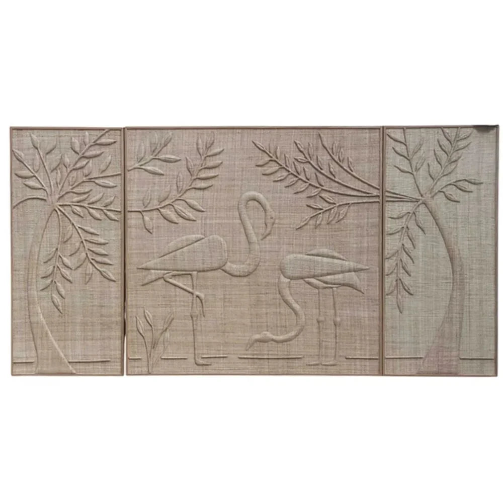 Handwoven Grass Fiber Leafy Palms Wall Art