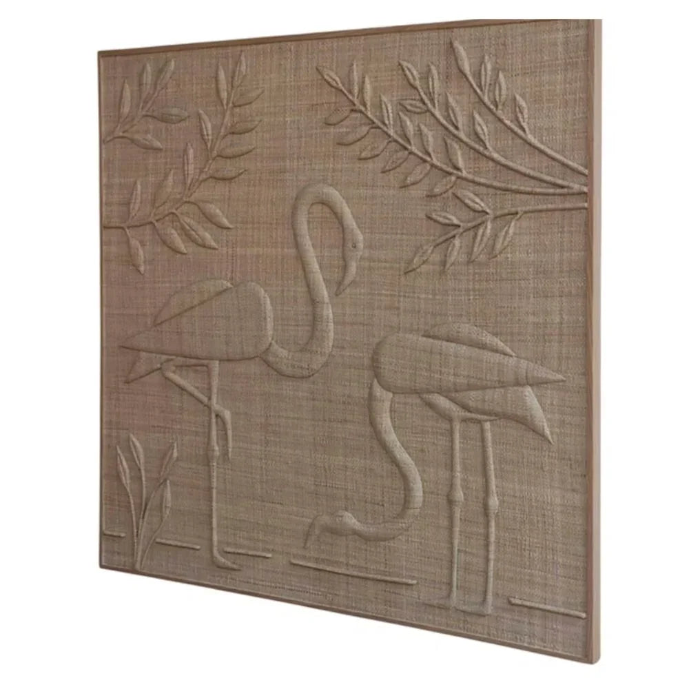 Handwoven Grass Fiber Leafy Palms Wall Art