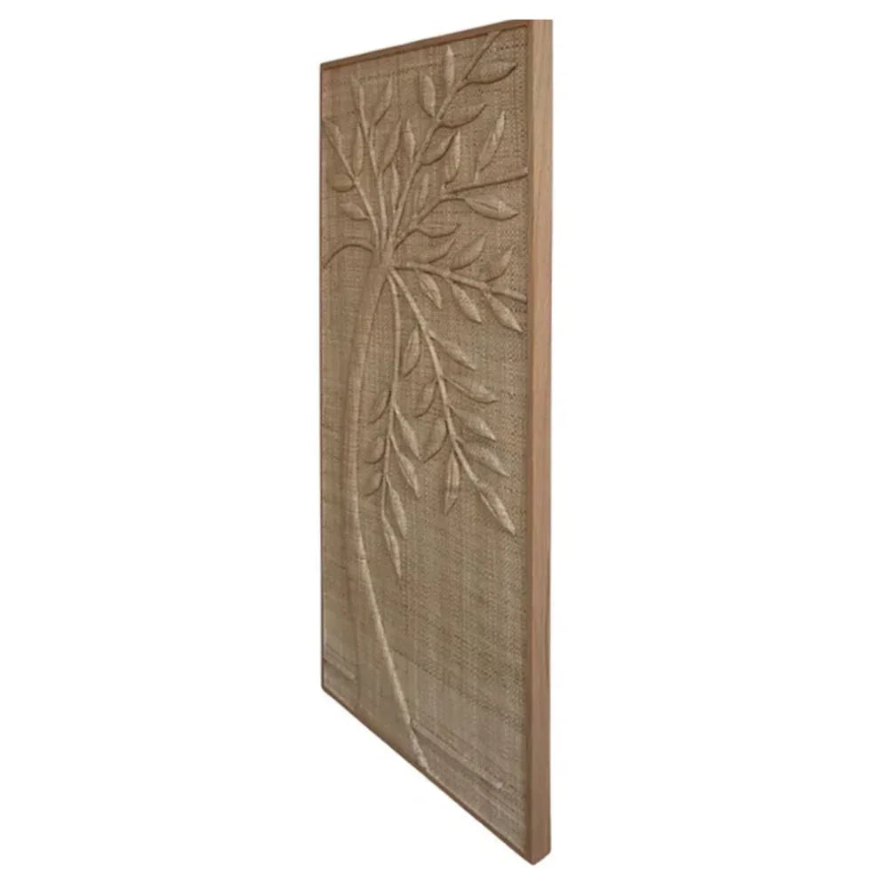 Handwoven Grass Fiber Leafy Palms Wall Art