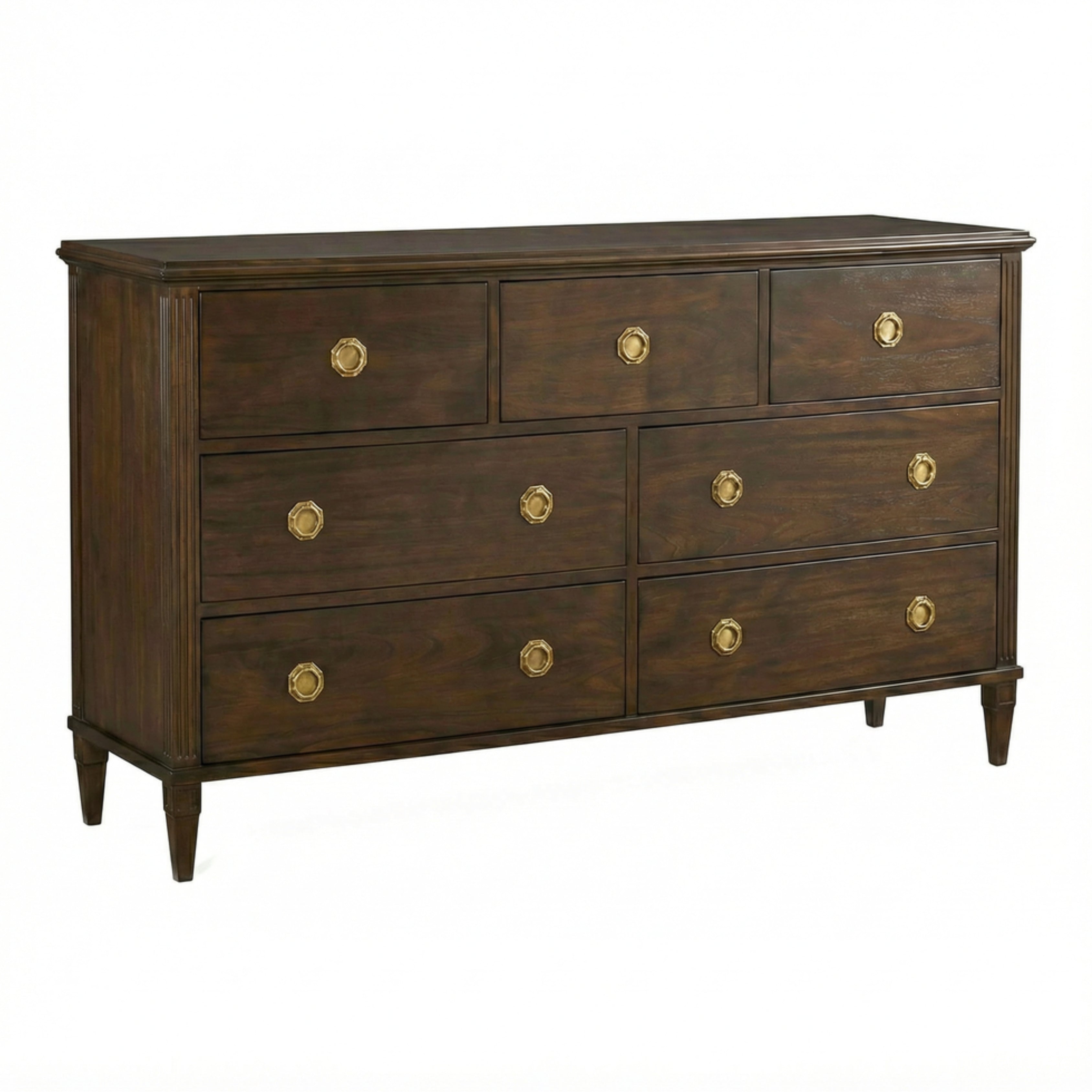 White Heirloom French Seven Drawer Dresser
