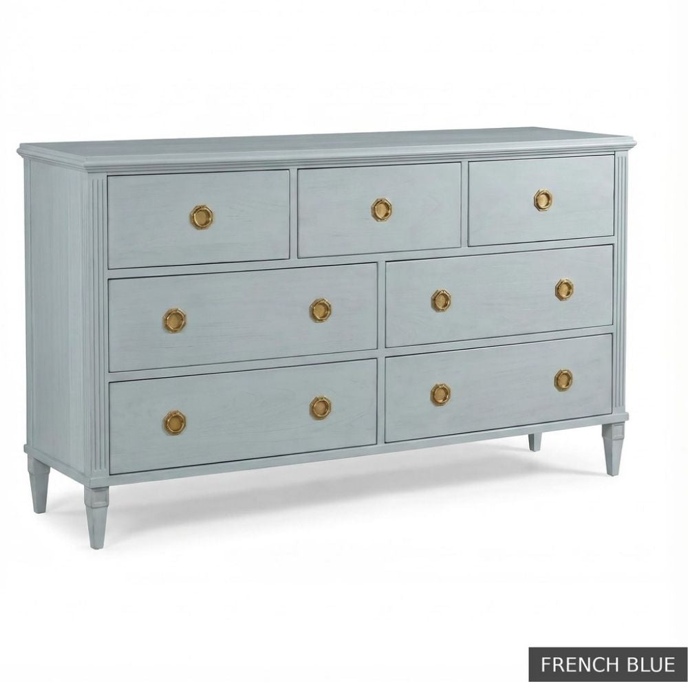White Heirloom French Seven Drawer Dresser