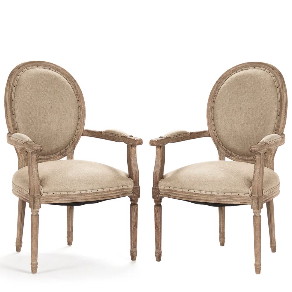 Hemp Round Back Louis Armchair