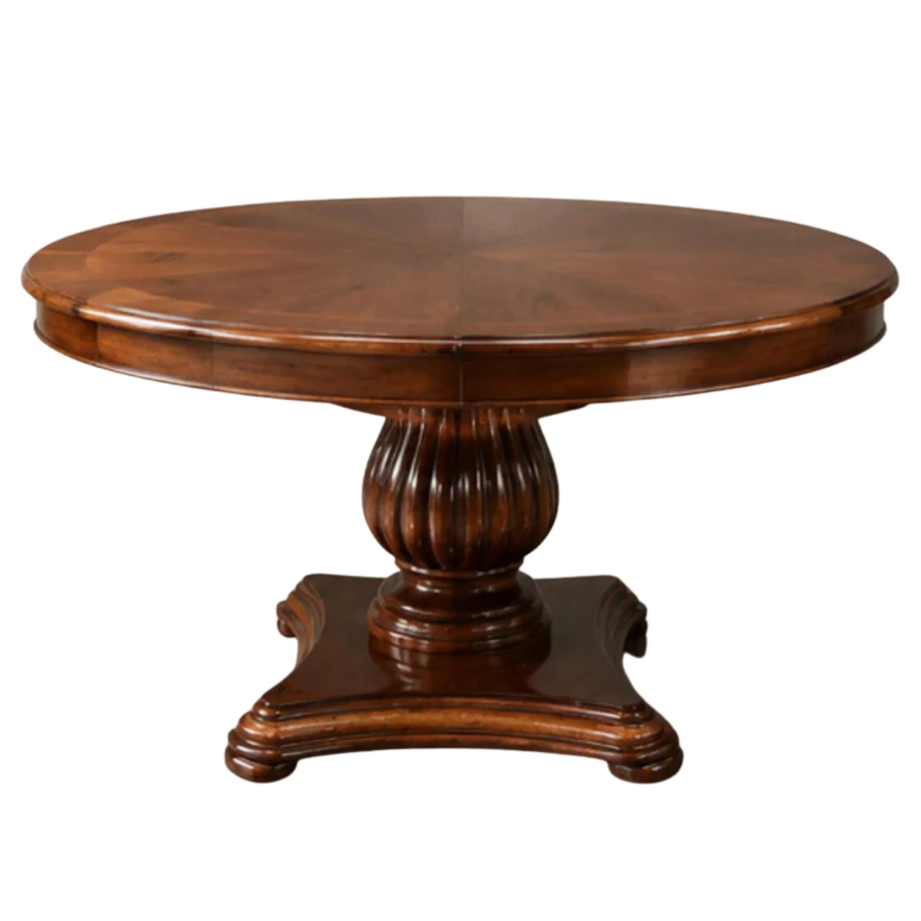 Heritage Fluted Pedestal Round Walnut Dining Table