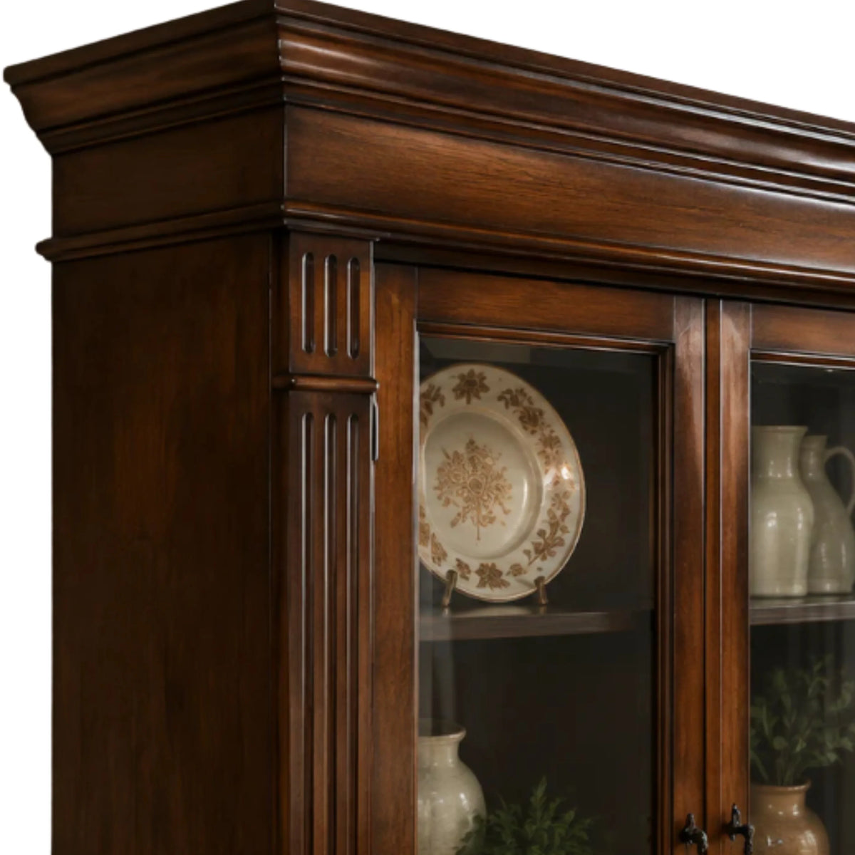 Heritage Walnut Glass Display Cabinet