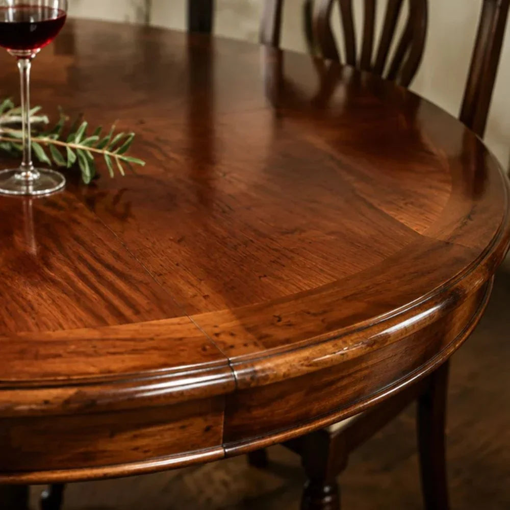 Heritage Fluted Pedestal Round Walnut Dining Table