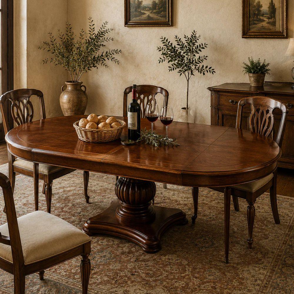 Heritage Fluted Pedestal Round Walnut Dining Table