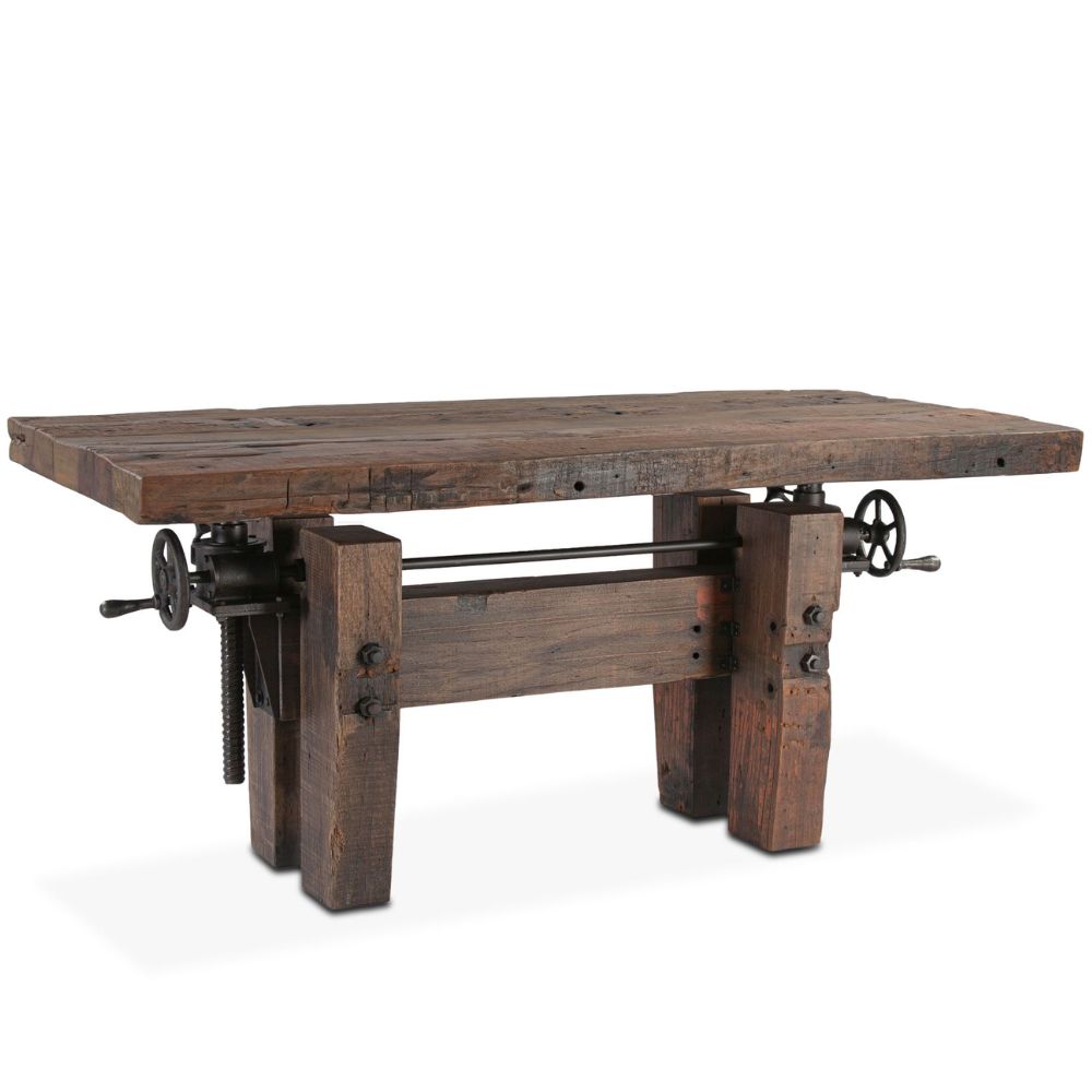 Industrial Chic Wood and Iron Adjustable Table