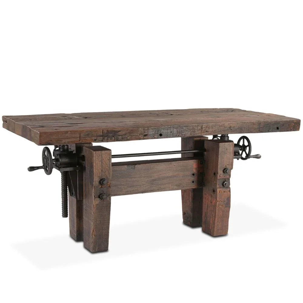 Industrial Chic Wood and Iron Adjustable Table