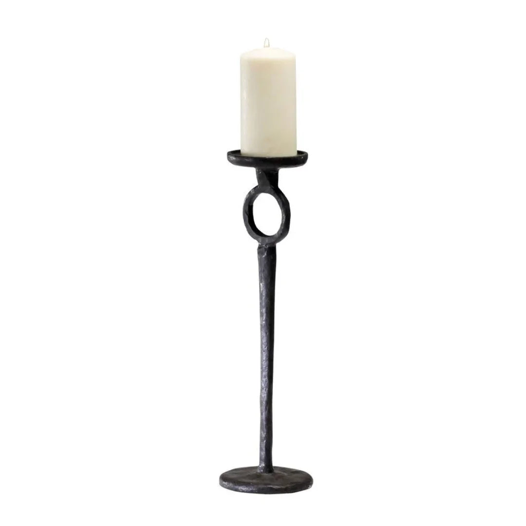 Rustic Hammered Iron Candle Holder
