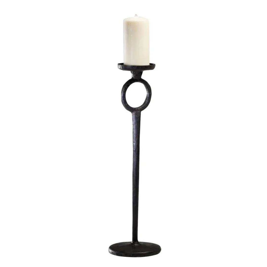 Rustic Hammered Iron Candle Holder