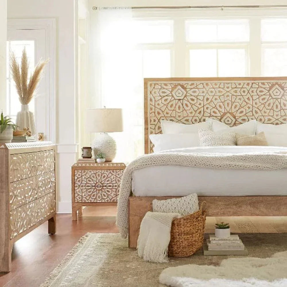 Indy Boho Natural White Bed