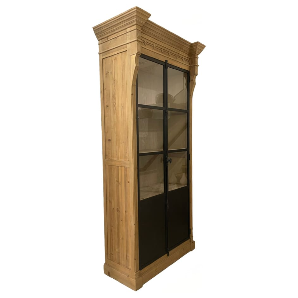 Cathedral Pane Iron Front Display Cabinet