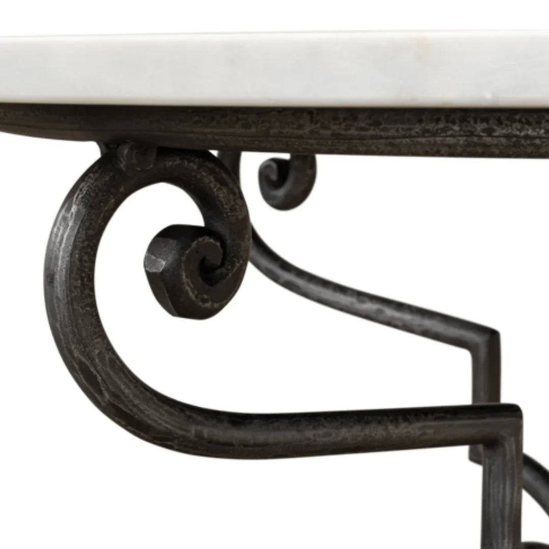 Iron Scroll Base Accent Table