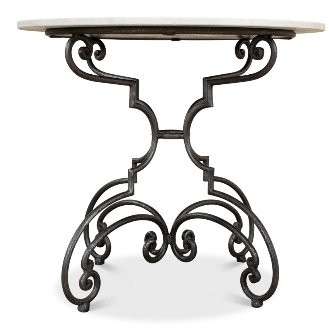 Iron Scroll Base Accent Table