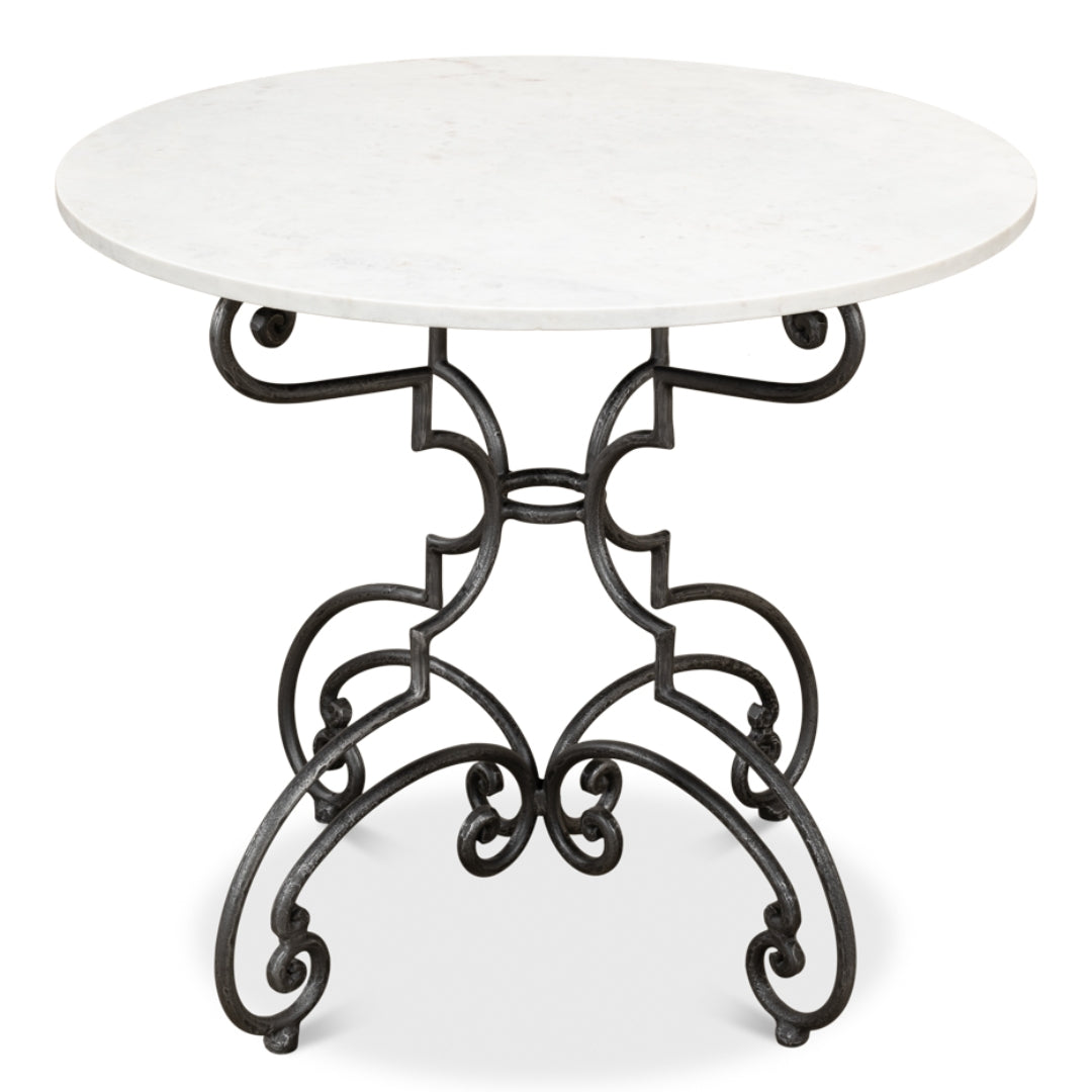 Iron Scroll Base Accent Table