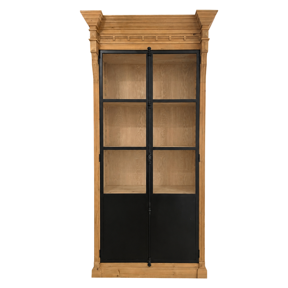 Cathedral Pane Iron Front Display Cabinet