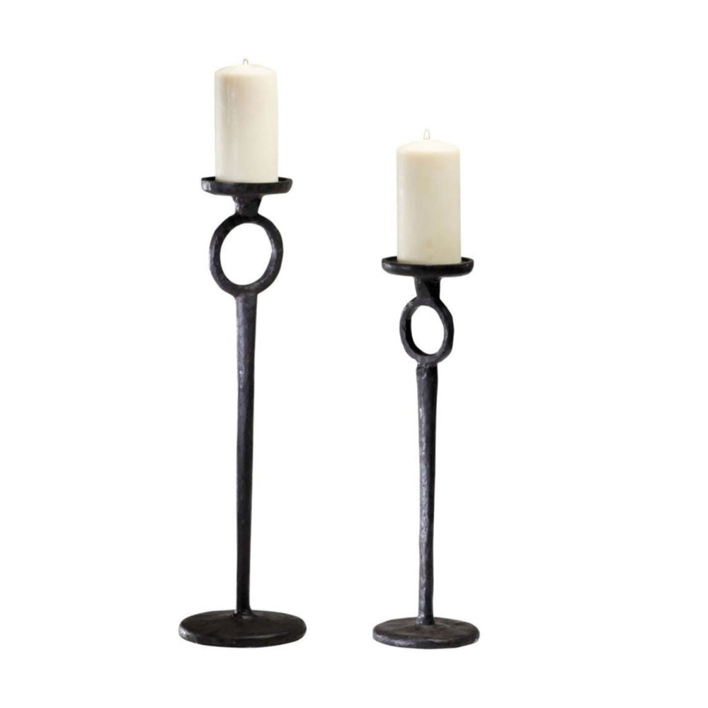 Rustic Hammered Iron Candleholder