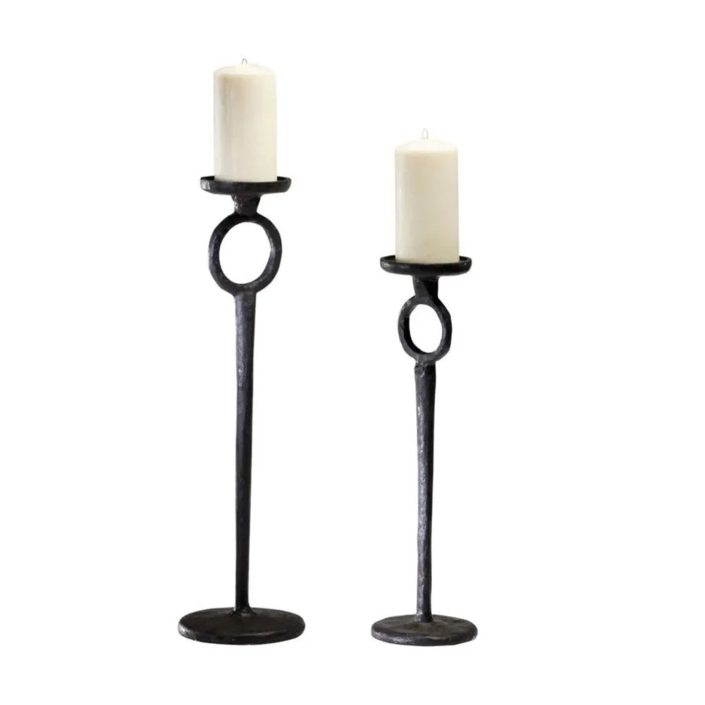 Rustic Hammered Iron Candle Holder