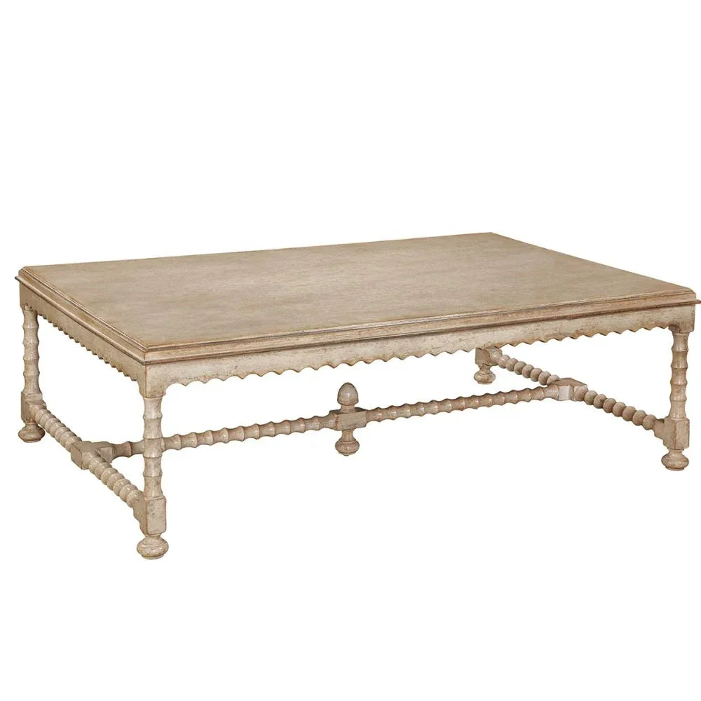 Italian Distressed Cream Solid Wood Coffee Table