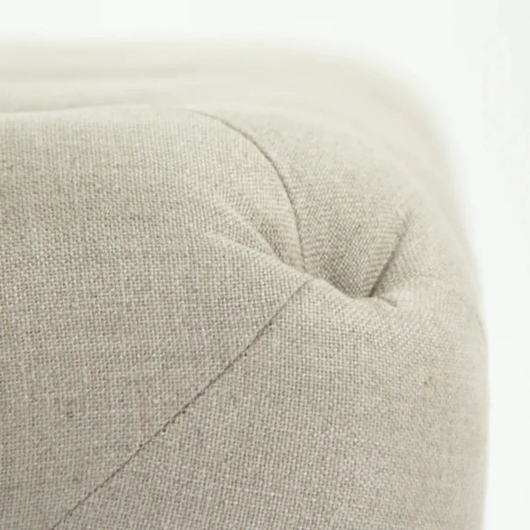 Classic Tufted Linen Square Ottoman