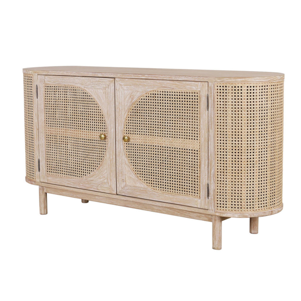 Natural Joelle Oval Cane Door Sideboard
