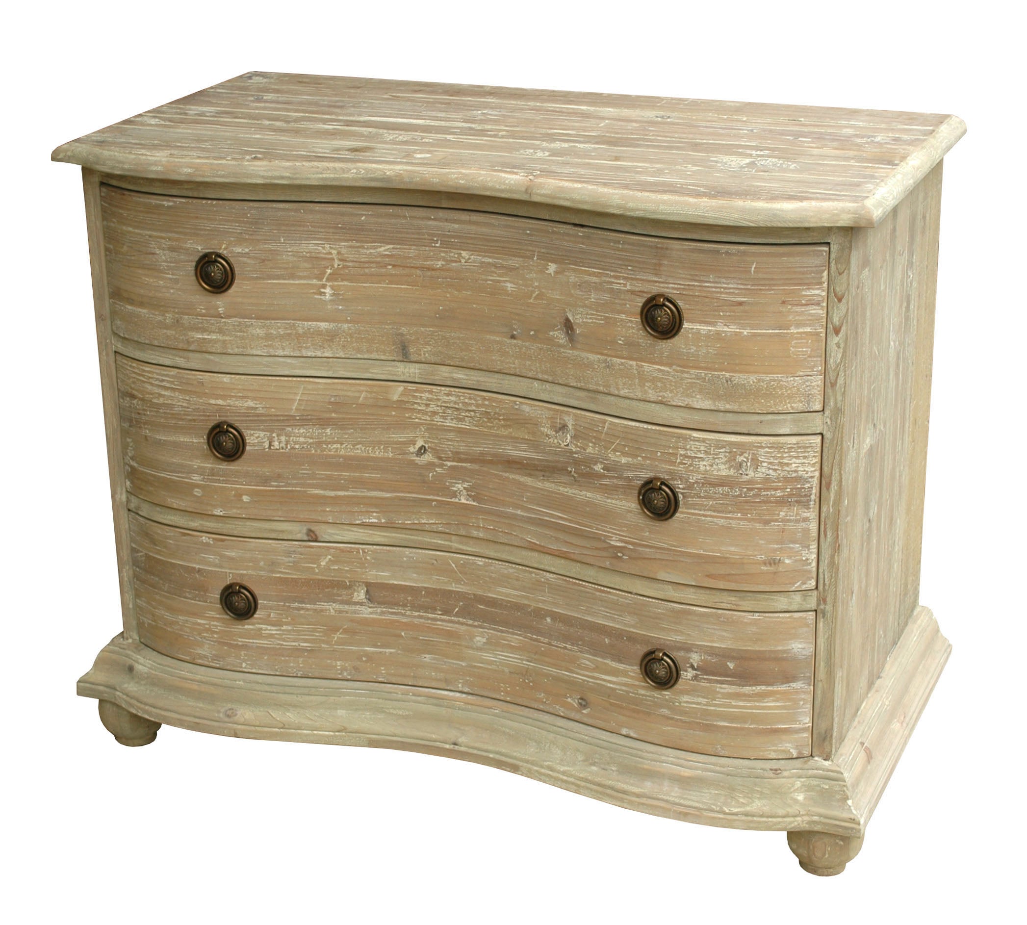 Soft Curves Washed Wood Chest