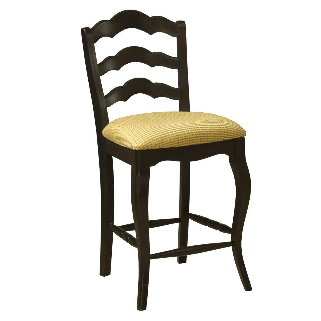 Classic French Ladder Back Upholstered Counter Stool