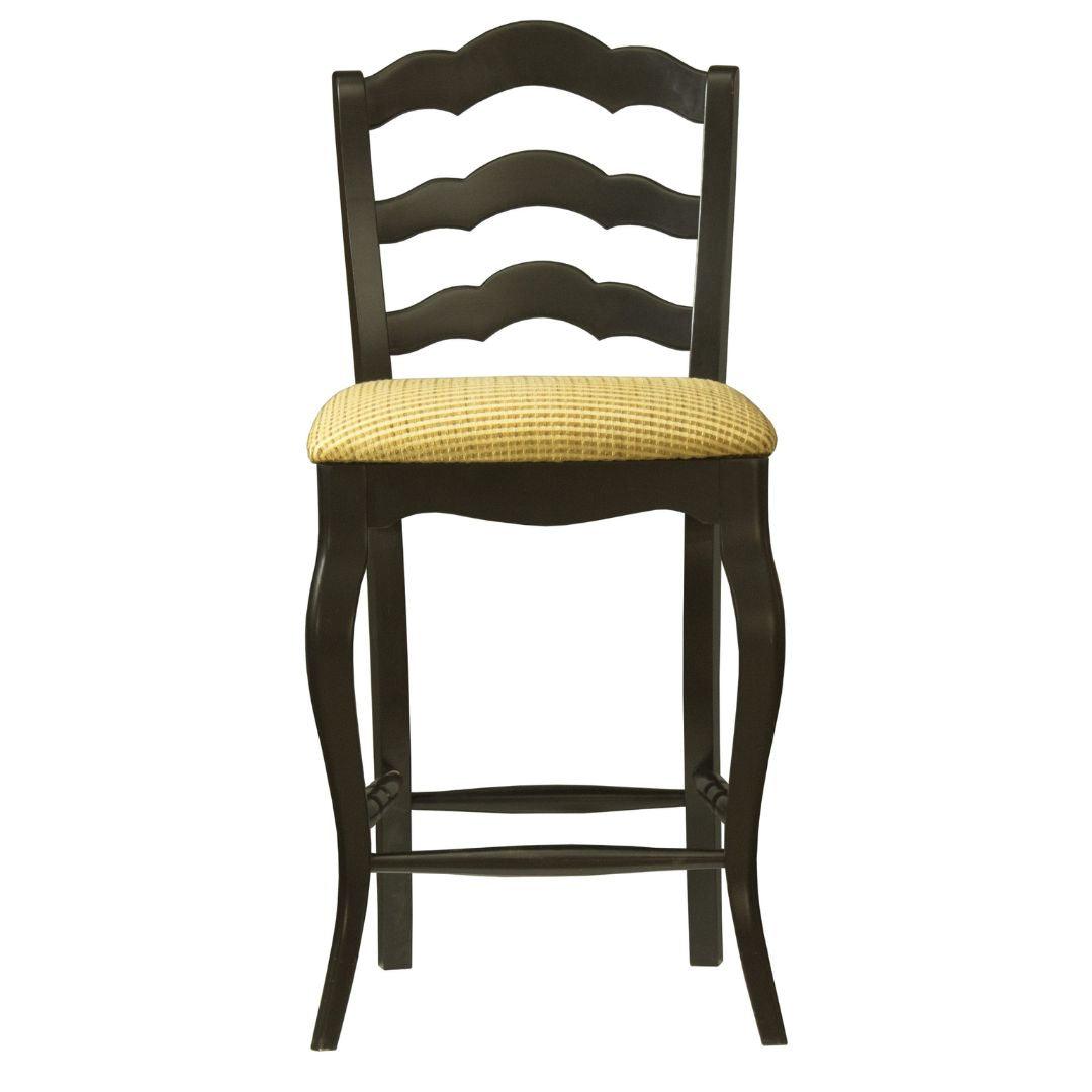 Classic French Ladder Back Upholstered Counter Stool
