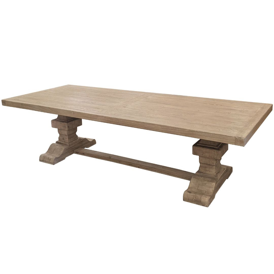 Large Bleached Old Elm Wood Dining Table