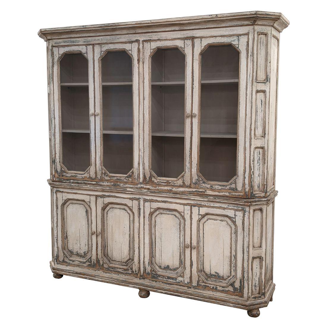 Regal French Farmhouse Glass Front Cabinet