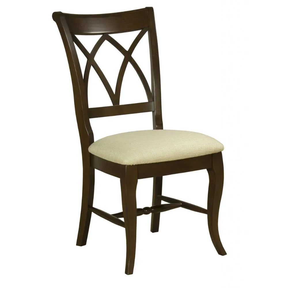 Upholstered Lattice Back Solid Wood Dining Chair
