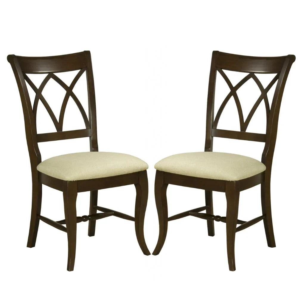 Upholstered Lattice Back Solid Wood Dining Chair