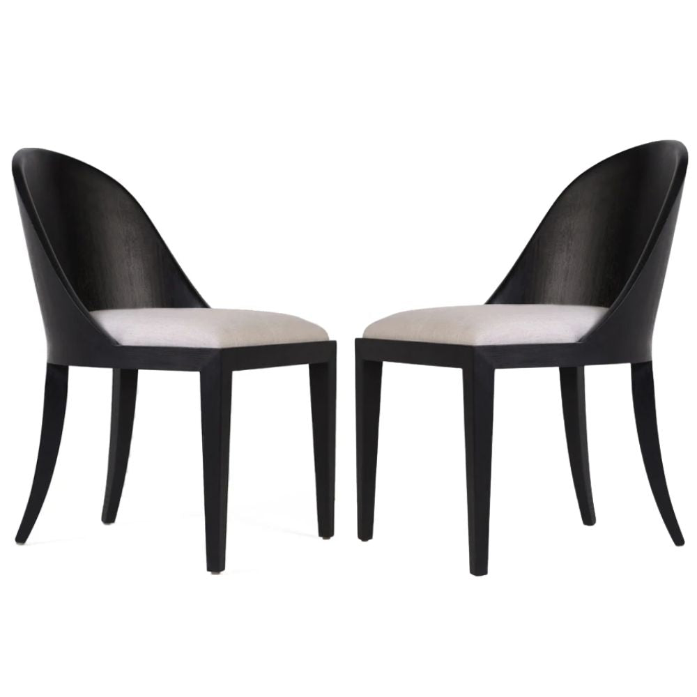 Laurent Black Oak Curved Back Dining Chair