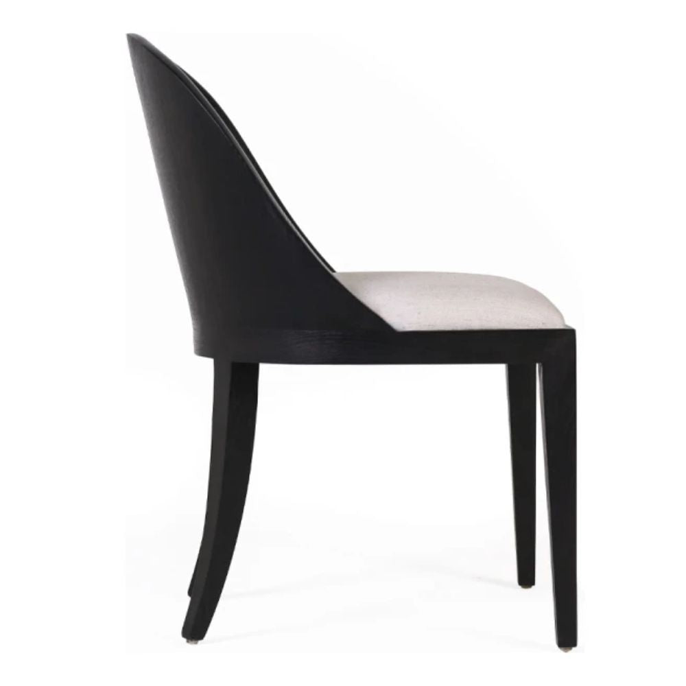 Laurent Black Oak Curved Back Dining Chair