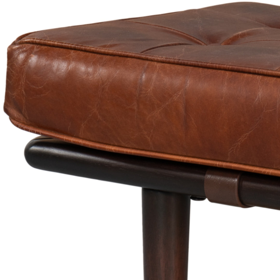 Havana Leather Tufted Bench