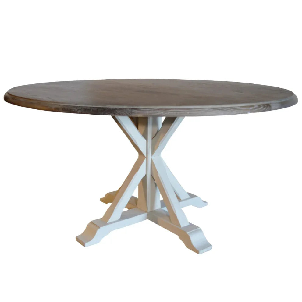 Farmhouse Round Cross Base Dining Table