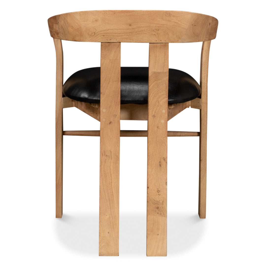 Arden Wood and Leather Barrel Chair