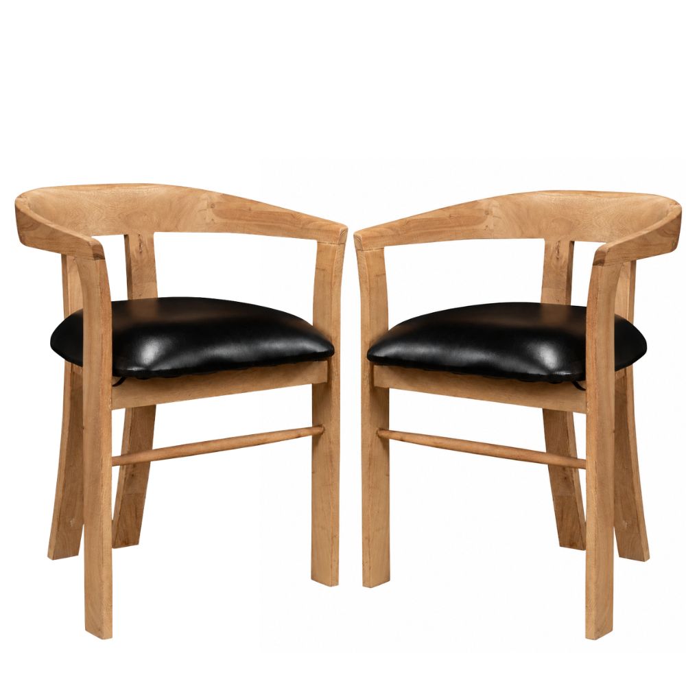 Arden Wood and Leather Barrel Chair