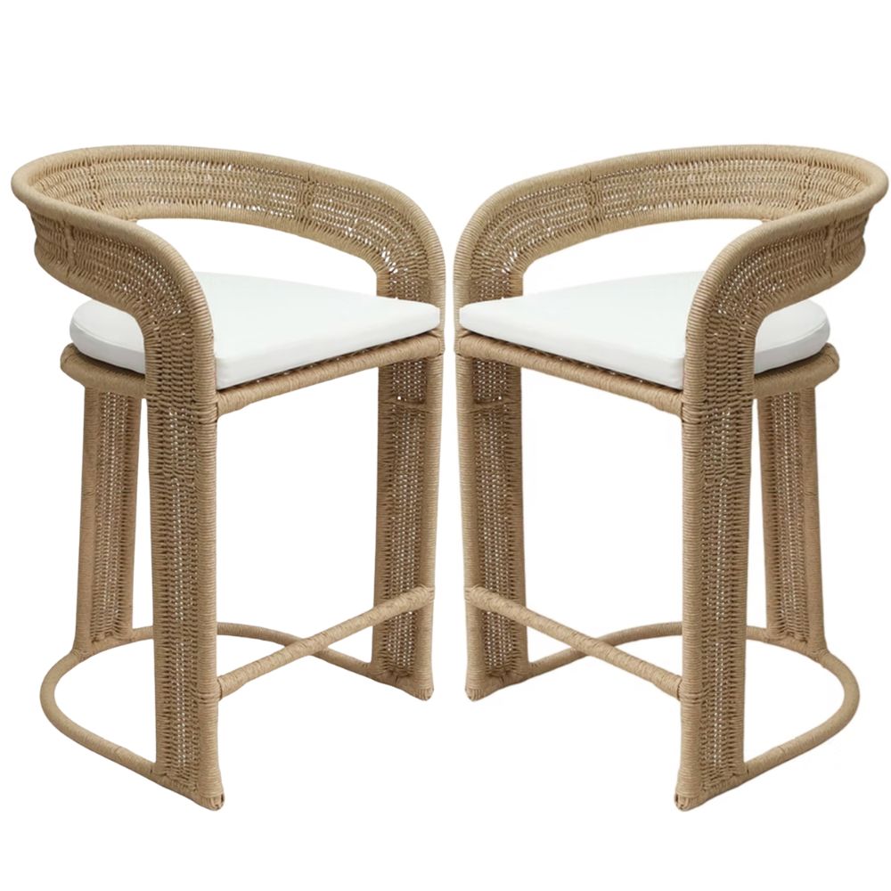 Curved Back Handwoven Counter Stool