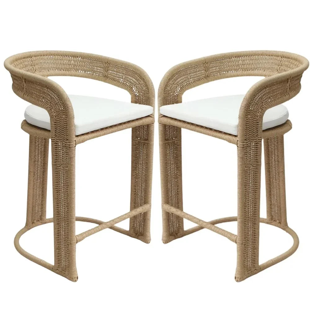 Curved Back Handwoven Counter Stool