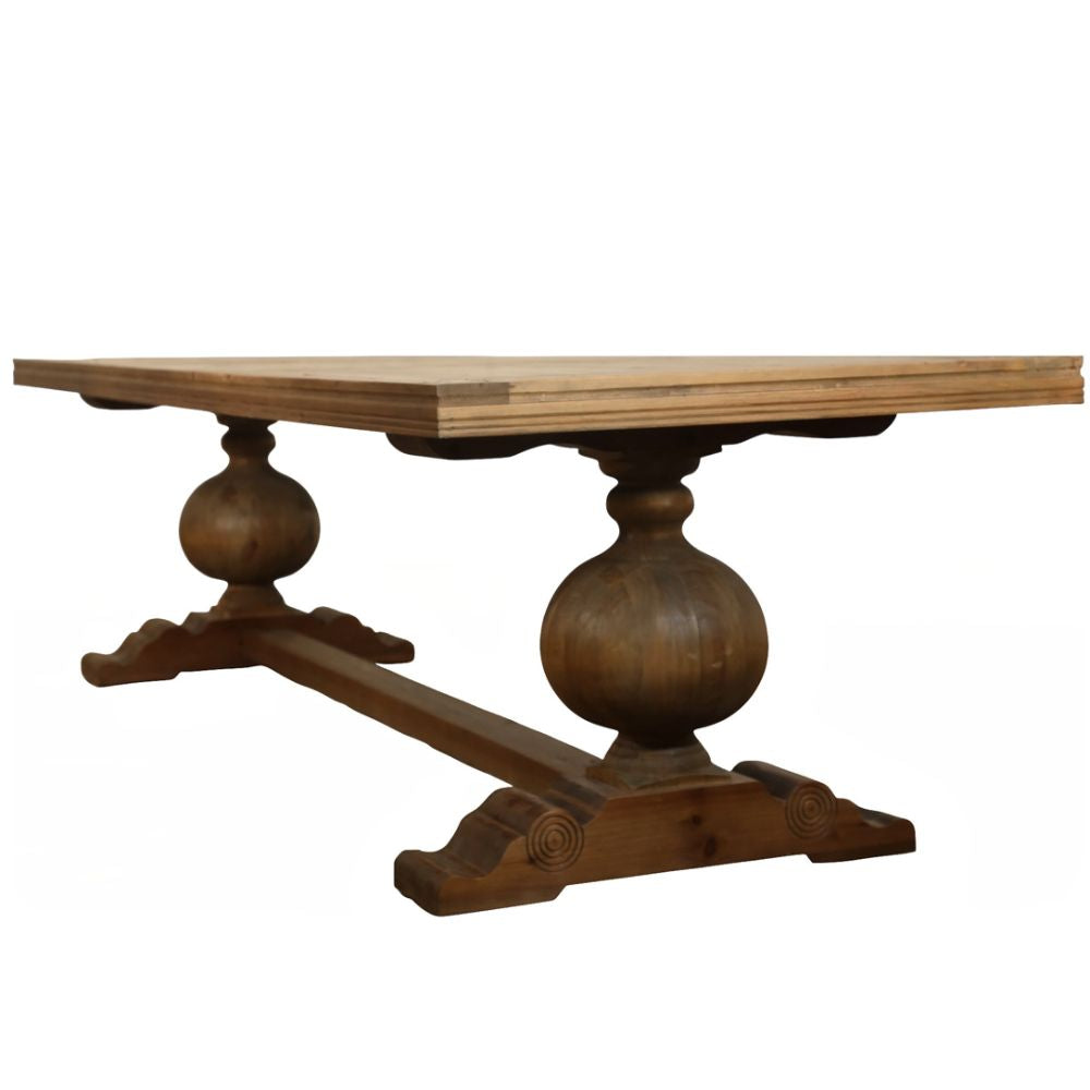 Long French Country Ball Leg Dining Table