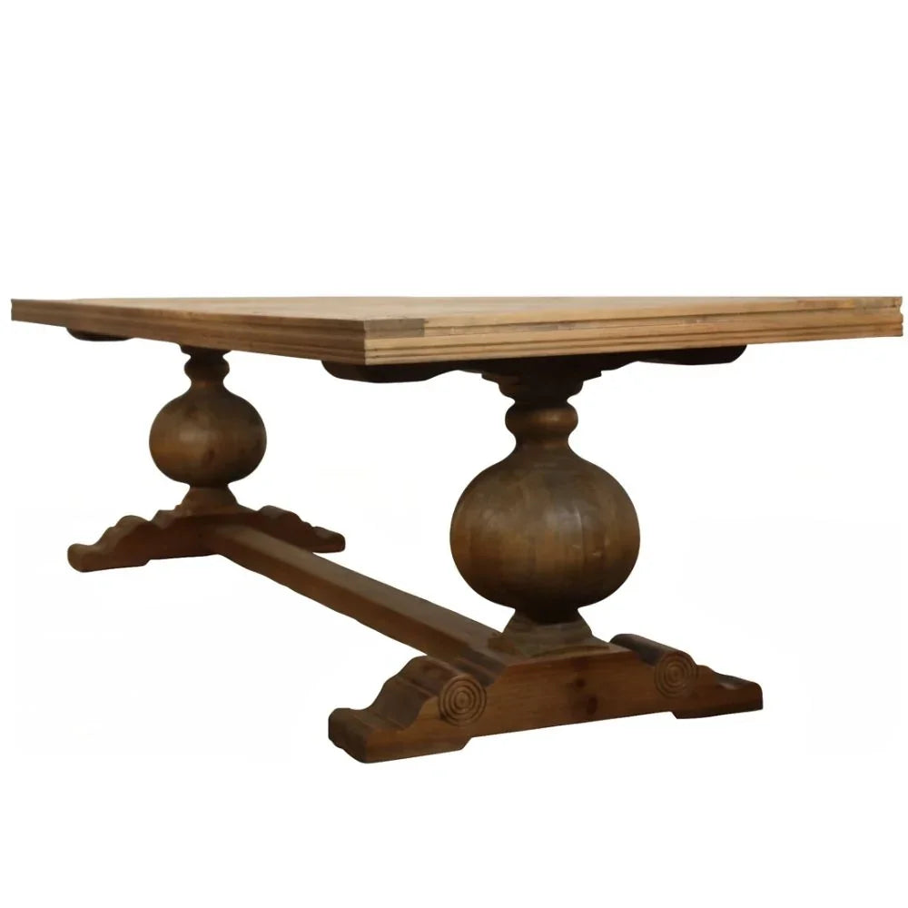 Long French Country Ball Leg Dining Table