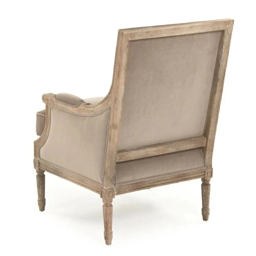 Louis Beige Velvet Square Back Club Chair
