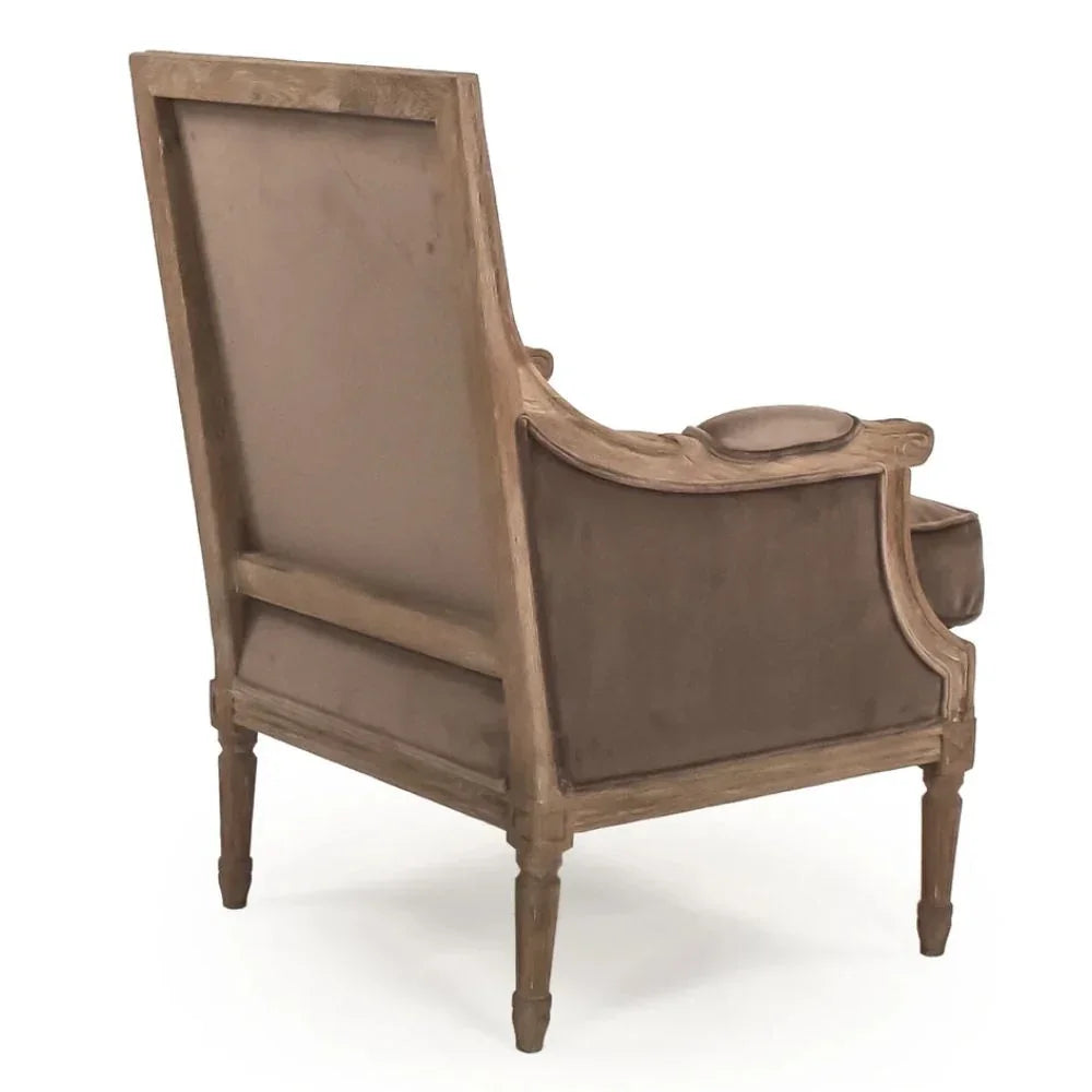Brown Velvet Louis Square Back Club Chair