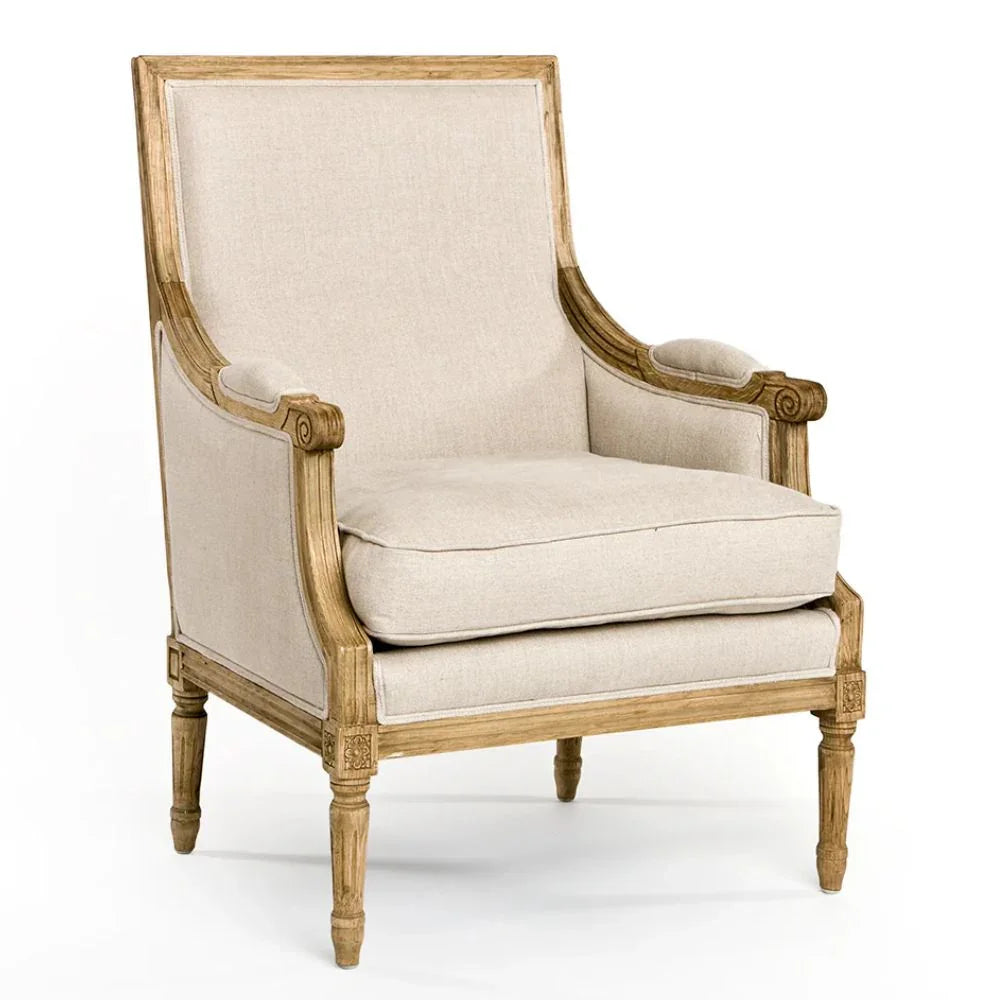 Louis Natural Square Back Club Chair