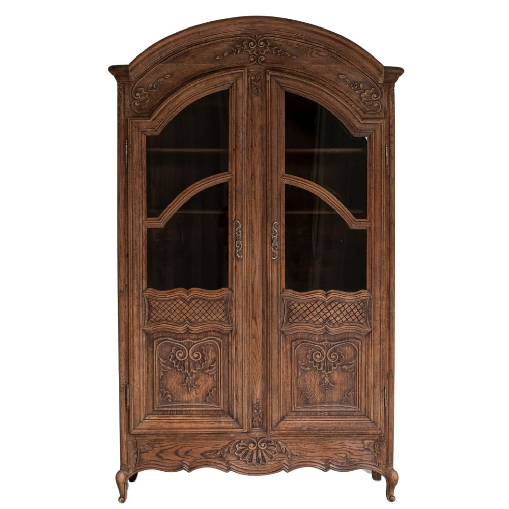 Louis XV Arched Oak Vitrine Cabinet, Circa 1820
