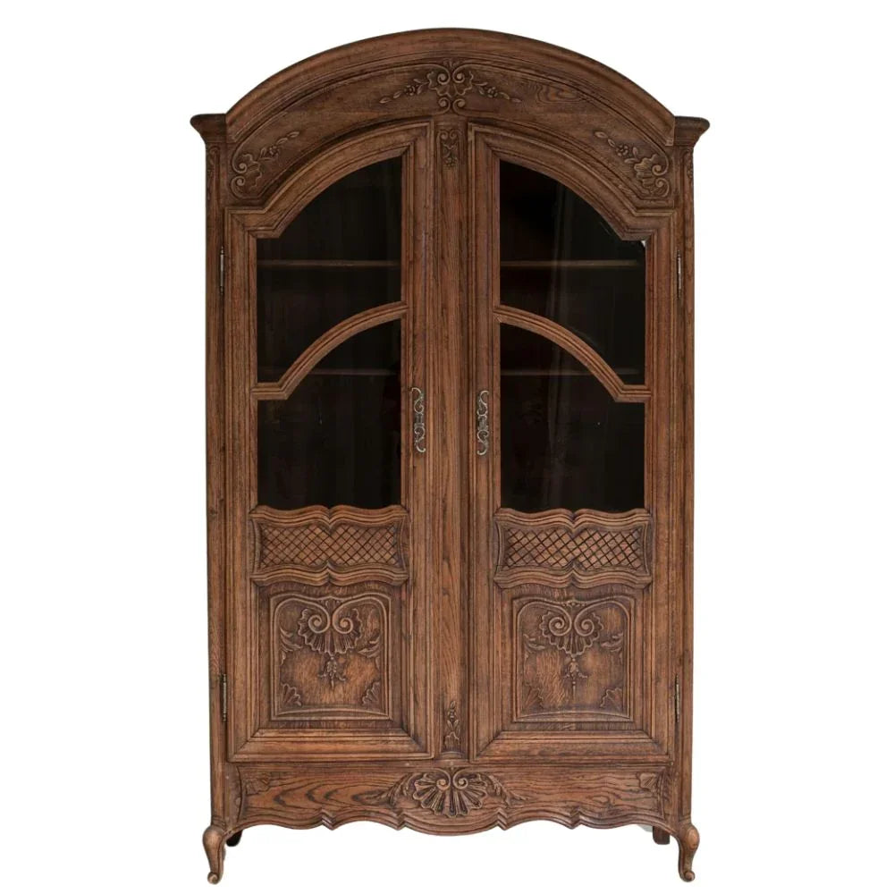 Louis XV Arched Oak Vitrine Cabinet, Circa 1820